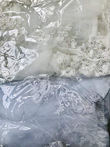 Misshow Women's Short 2 Tier Tulle Sheer Lace Wedding Bridal Veil With Comb,Ivory #TOP6