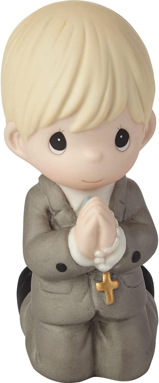 202016 Remembrance of My First Communion Boy Bisque Porcelain Figurine, One Size, Multicolored