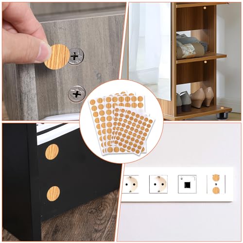 Ymapinc 306 Piezas Tapas para Orificios de Tornillos, Adhesivos para Muebles con Textura de Madera, 2 Tamaños para Estantes de Gabinete miniatura 6