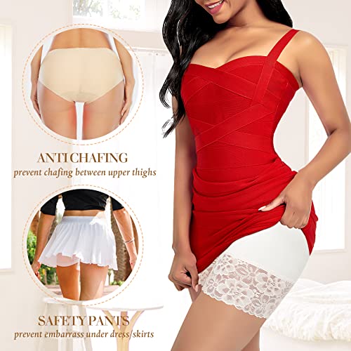 Image of Slip Shorts for Under Dresses Women Anti Chafing Underwear Seamless Boyshorts Panties Lace Under Shorts