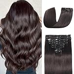 Clip in Hair Extensions Real Human Hair Clip in Extensions for Women Seamless Invisible Dark Brown Natural Remy 100% Human Clips ins Extension 8pcs Double Weft 16 inch 3.2oz/90g