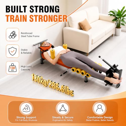 Image of Back spinal stretcher decompression machine for pain relief men women Adjustable Back hip Lumbar disc lower posture Sciatica Support leg Stretching Extension device for Home Workout(140-185kg)