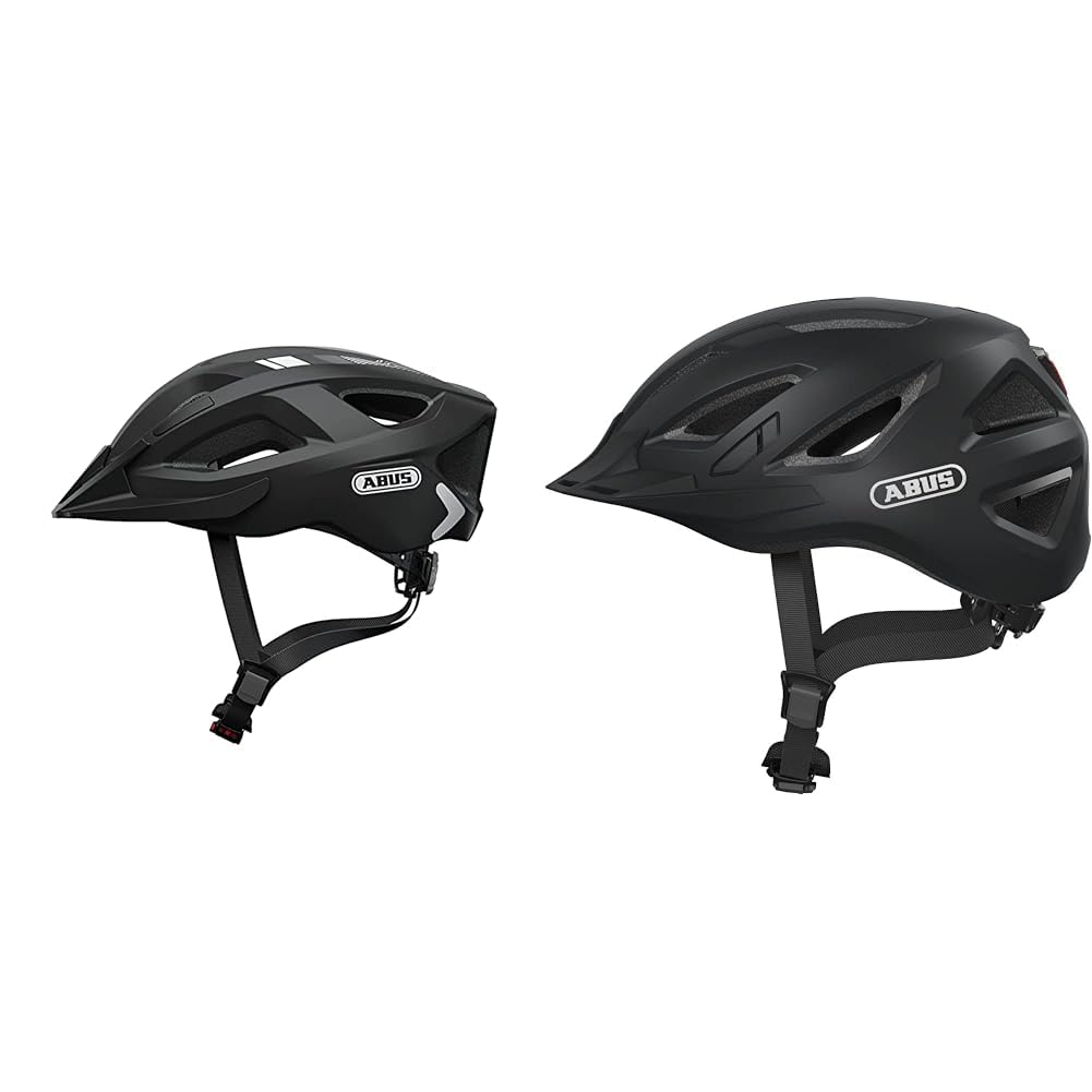 ABUS Stadthelm Aduro 2.0 - Allround-Fahrradhelm mit Licht & Stadthelm Urban-I 3.0 - Fahrradhelm mit Rücklicht, Schirm und Magnetverschluss - für Damen und Herren