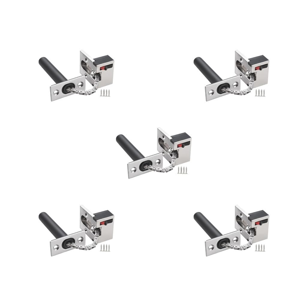 Set di 5 serrature a catena per cancelli e cancelli, anti-rubato, con catenella a pressione, per porte color argento
