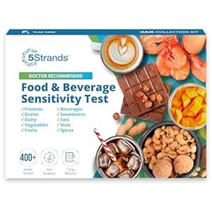 5Strands Food & Beverage Sensitivity Test, Hair Analysis Intolerance Test for Adults & Kids, 400+ Items Tested, at-Home Collection Food Intolerance Testing, Accurate Results in 5 Days