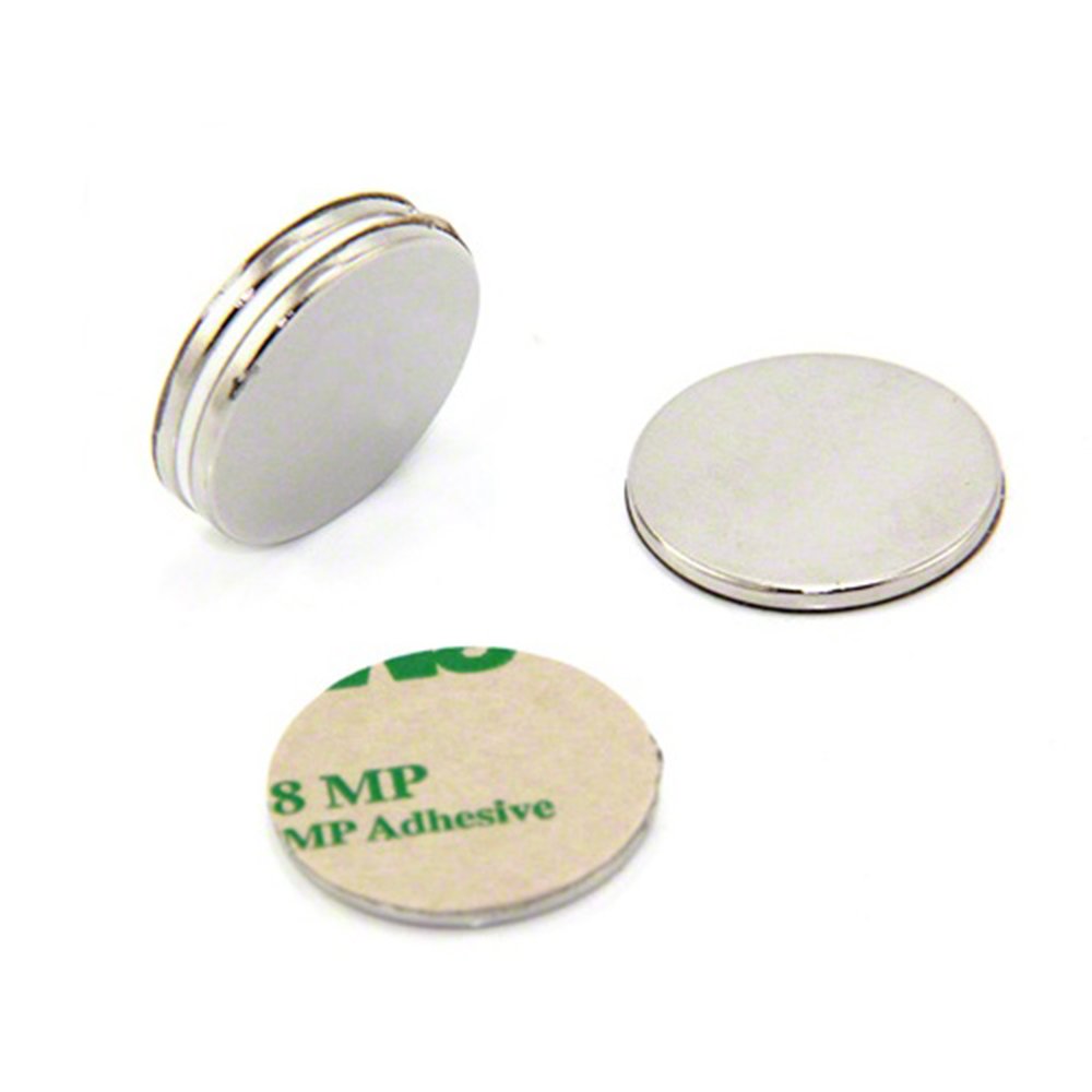 N42 Neodymium Adhesive Magnet for Arts, Crafts, Model Making, DIY, Hobbies and Packaging - 25mm dia x 2mm thick - 3.5kg Pull - North - Pack of 4