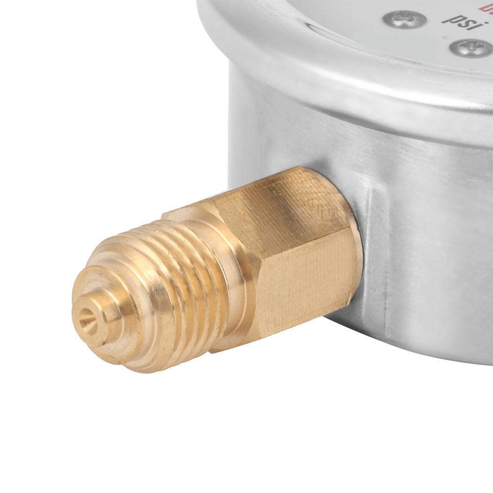Manomètre à Vide Radial Rempli d' Jauge de Pression Négative -1 à 0 bar (-30 à 0 inHg) Double Échelle Boîtier Acier Inoxydable Raccord Laiton 1/4" BSP pour Pompes à Vide et Systèmes de