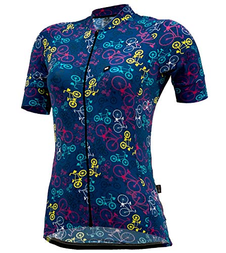 Márcio May Sports Camisa Ciclismo Feminina Funny Dark Blue, Grande, Multicolorido