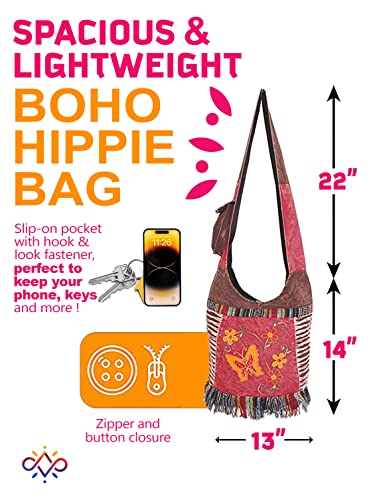 Image of THE COLLECTION ROYAL Hobo Crossbody Bags for Women, Boho Purse, Boho Bag | Hippie Bag, Indie Tote Bag, Cloth Purse for Women