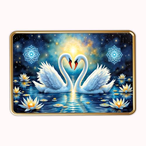 Image of Vastu Swan Pair Photo Frame, Gold, Slim, Sparkle Coated Lamination, for Living Room and Office, 18x24 Inch 53010