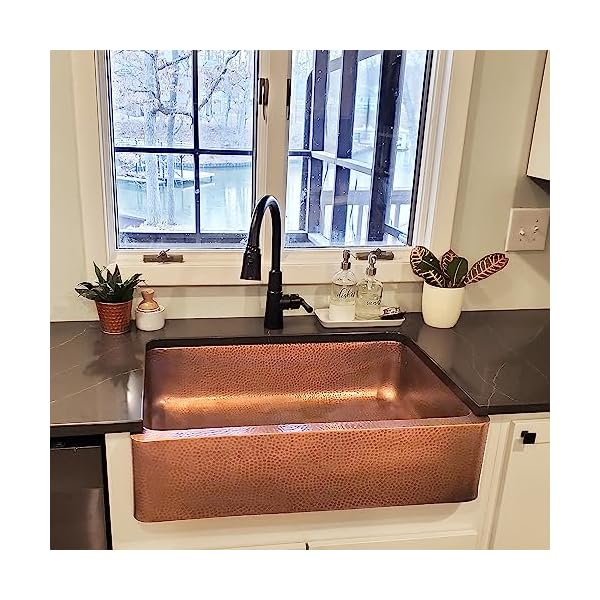 Lange Copper 32"Farmhouse Apron Kitchen Sink and Care Kit, Single Bowl