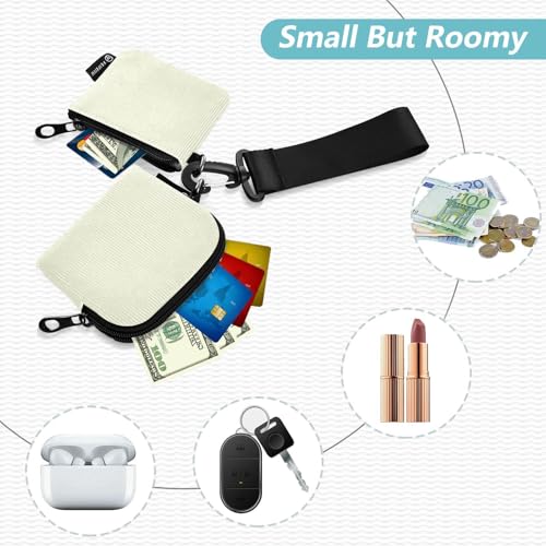 linqin Beige Neutral Plain Women's Change Wallet Card Cases Slim Detachable Wristlet Wallet Key Holder with Zipper Coin Pocket for Men Women 2 Pcs2