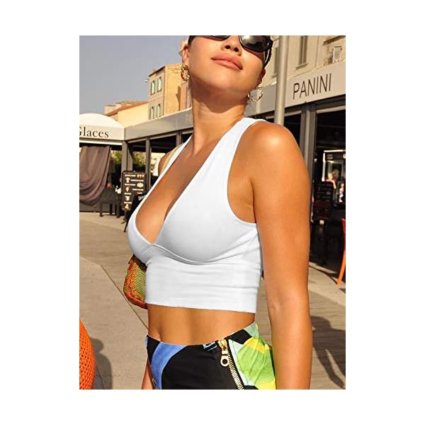 AEPEBO-Sexy-Crop-Tops-for-Women-Deep-V-Neck-Back-Cutout-Sleeveless-Plunge-Racerback-Tank-Cropped-Top AEPEBO Sexy Crop Tops for Women Deep V Neck Back Cutout Sleeveless Plunge Racerback Tank Cropped Top White S