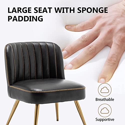 Sillón Armazón Metal Tapizado Cuero Sintético Negro miniatura 6