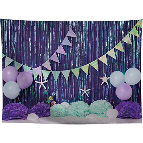 Up To 40% OFF Allenjoy 8x6ft Purple Little Mermaid Scene Photography Backdrop Supplies for Newborn Kids Baby Shower Girls Birthday Party Decors Blue Under The Sea Theme Photoshoot Props Studio Photo Booth Favors