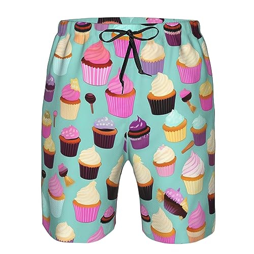 Cupcake Pattern Print Mens Swim Trunks Quick Dry Swim Shorts Swimsuits with Pockets Beach Shorts for Men4