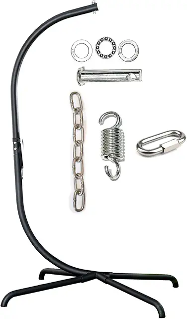 Black Hammock Chair Stand with 200KG Capacity - Patio Egg Chair C-Stand