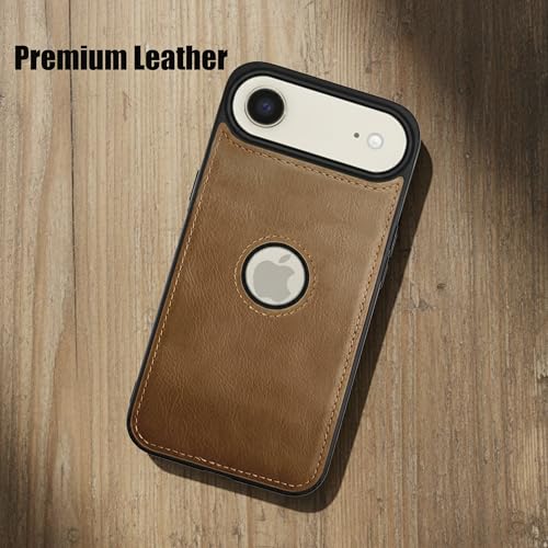 Image of Leather Case for Apple iPhone 17 Air Premium Protective Stylish Slim Cover with Shockproof Raised Edges Brown