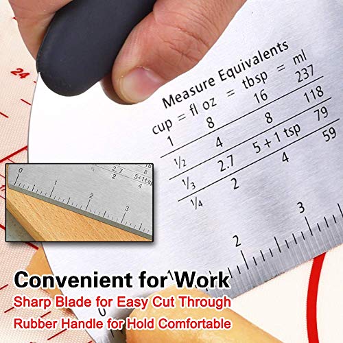 Snowyee Bench Scraper, for Dough Pastry Cake Food Mover Stainless Steel and Rubber Handle with 2 Piece Plastic Cutter (3 in 1 Set) - Thumbnail 4