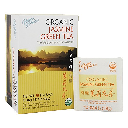 Prince of Peace Organic Jasmine Green Tea, 20 Tea Bags – 100% Organic Green Tea – Unsweetened Green Tea – Lower Caffeine Alternative to Coffee – Herbal Health Benefits