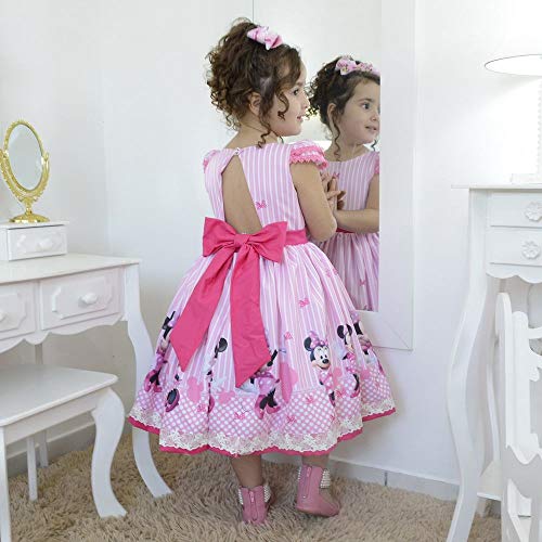 Vestido festa infantil Minnie Rosa superluxo