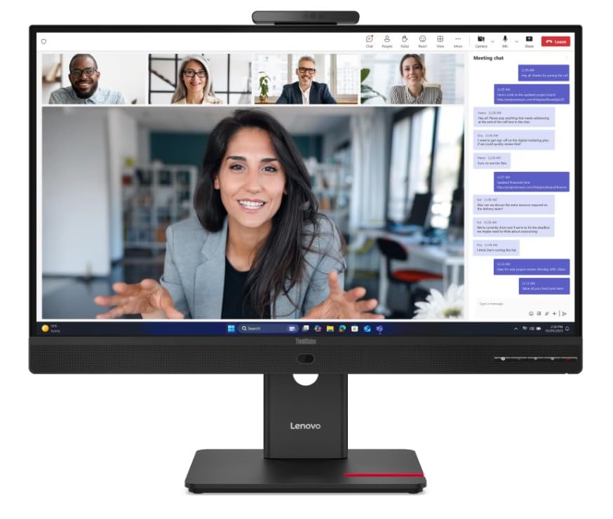 Image of Lenovo ThinkVision T27QD-4v 27-Inch QHD IPS Monitor | VRR of 48-120Hz, USB-C Hub with 100W PD, RJ45 Ethernet, 5MP AI Webcam, Height Adjustable Stand