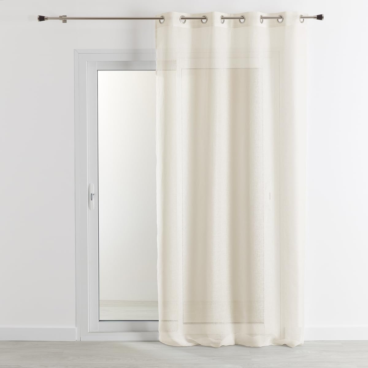 Rideau Voilage 100% Lin Fluide - Transparent et Léger - Tamisant pour Fenêtres de Salon, Chambre, Cuisine - Prêt à Poser avec Ourlets - 140 x 260 cm - Écru