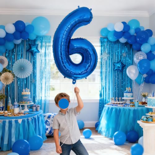 Image of 40 Inch Blue Number 4 Balloon, 4th Birthday Decoration Boys Girls