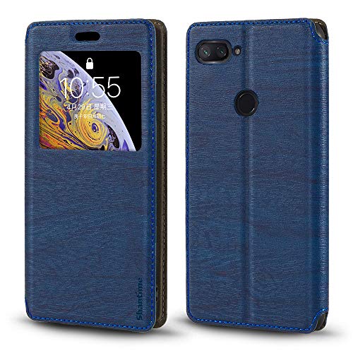 Custodia Flip con Finestra Visibile e Chiusura Magnetica Invisibile Compatibile con Xiaomi Mi 8 Lite Protezione Totale pelle sintetica blu