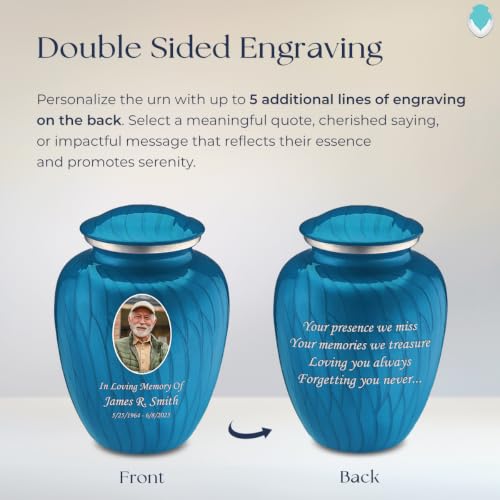 Image of Geturns - Adult Cremation Urns for Human Ashes I Large Photo Funeral Urn for Men and Women I 200 lbs (Pearl Racing Blue)