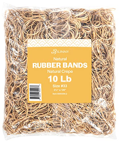 BILINNY Rubber Bands Size 33, Bulk Pack of 10lb (6,000) Tan Rubber Bands, 3.5