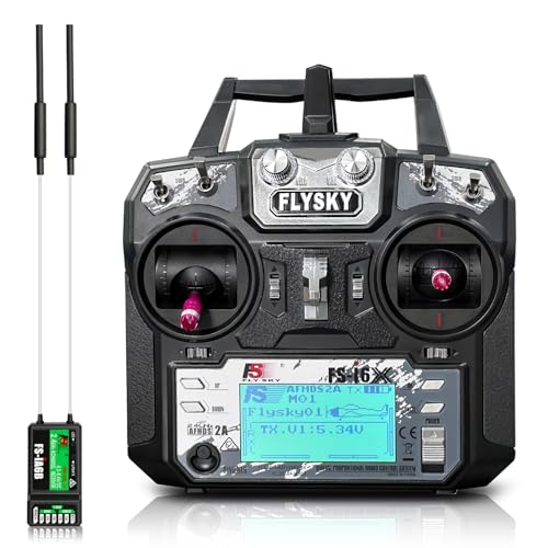 HAWK'S WORK FS-i6X 10 Ch Transmitter, 2.4GHz RC Controller with FS-iA6B Receiver for Drone Multirotor Airplane Helicopter Car Tank Boat (i6X+ iA6B)