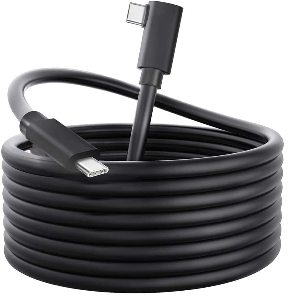 XICEN VR Streaming Link Cable Compatible for Oculus Quest, Cuxnoo Virtual Reality Headset Cable Angle USB 3.2 Gen1 C-C High-Speed Data Transfer, Fast Charging Cord, 5m Black