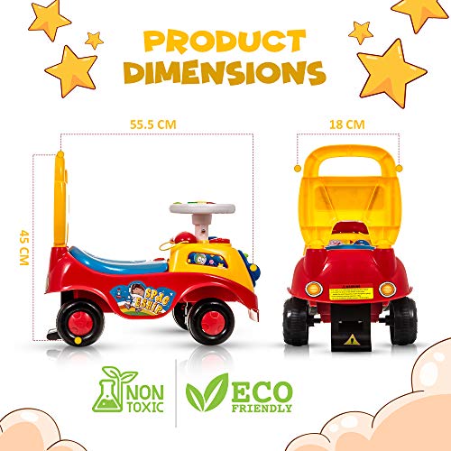 Hillington My First Ride On and Push Along Buggy Car Colourful First Steps Toddler Walker Learning Toy with Sounds and Accessories (RED) - Image 6