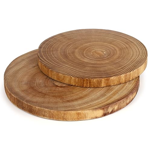 Comparison: Best Wood For Cheese Board 5 Nicunom 2 Pack Large Wood Slab Serving Board, 9"-10"/11"-12" Wood Cheese Server Round Cutting Board, Wooden Slices for Table Centerpieces