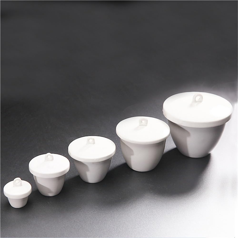 Crisol de óxido de aluminio, Crisoles de alúmina y corindón 5 piezas con tapas 100-300 ml 1200 °C for uso industrial laboratorio(200ml)