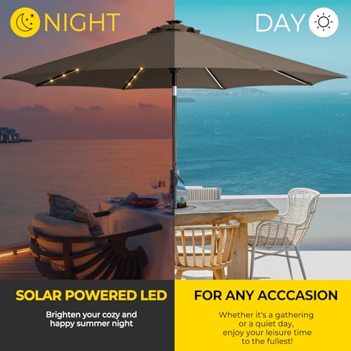 Image of Tempera Patio Market Outdoor Table Umbrella with Auto Tilt and Crank, Large Sun Umbrella with Sturdy Pole & Fade Resistant Canopy, Easy to Set