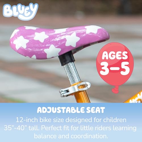 Image of Bluey 12 Inch Kids Bike by Dynacraft for Boys and Girls with Training Wheels, Coaster Brake, Sturdy Frame, Easy Assembly, Fun Bluey Design, Beginner Toddler Bicycle