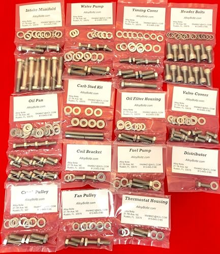 ALLOYBOLTZ - Compatible with Ford FE 352 390 406 427 428 Stainless Steel Engine HEX Bolt KIT