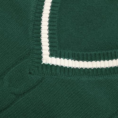 Image of Sweater Vest Women,Sleeveless V Neck Argyle Plaid Long Preppy Loose Knitted Casual School Sweaters Tank Top