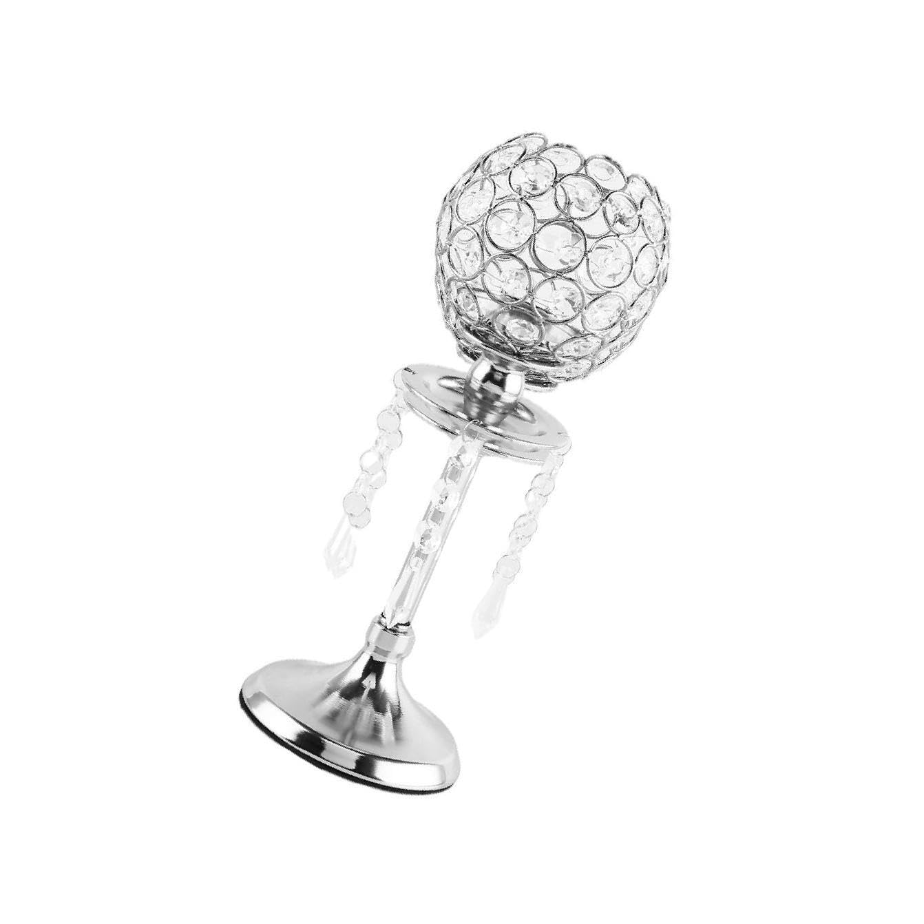 Zambuph Opulent Crystal Candlestick Stand for Pillar Candles Table Centerpiece Decoration Holder, Silver L