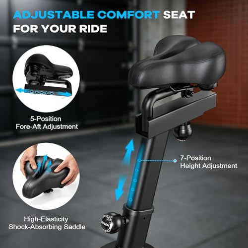 Image of Air Resistance Fan Exercise Bike, Upright Stationary Indoor Cycling Bike with Bluetooth Connection, Dual Action Handlebars and Dual-Layer Transmission System for Home Gym Cardio Training