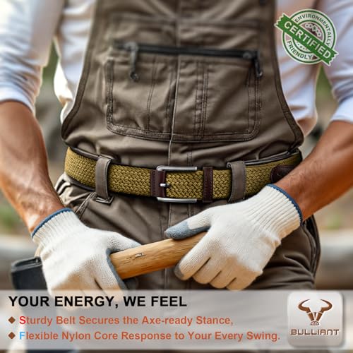 Image of BULLIANT Men's Woven Braided Stretch Web Golf Belt 1 3 /8 inch-Gift Boxed