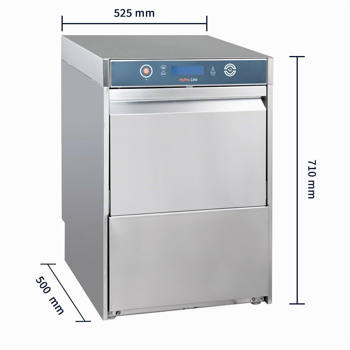 GastroHero Gläserspülmaschine, 40x40 cm, 230 V, Edelstahl HYPRO-GLSM40SL | 40 Körbe/Stunde, mit Ablaufpumpe & Drucksteigerungspumpe, Reiniger- & Klarspüldosierer, Made in Europe, 270 mm Einschubhöhe