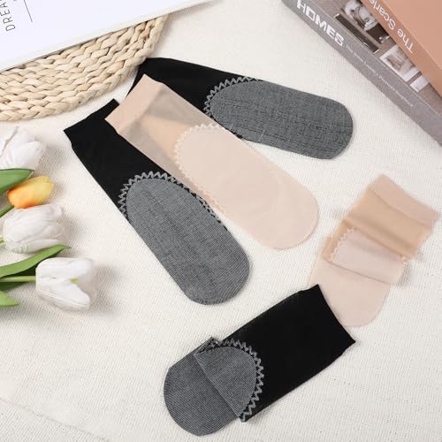 Sheer Socks, 12 Pairs Nylon Socks for Women Sheer Ankle Sock Women Ankle Stockings Silk Sock w/Reinforced Bottom and Toe4