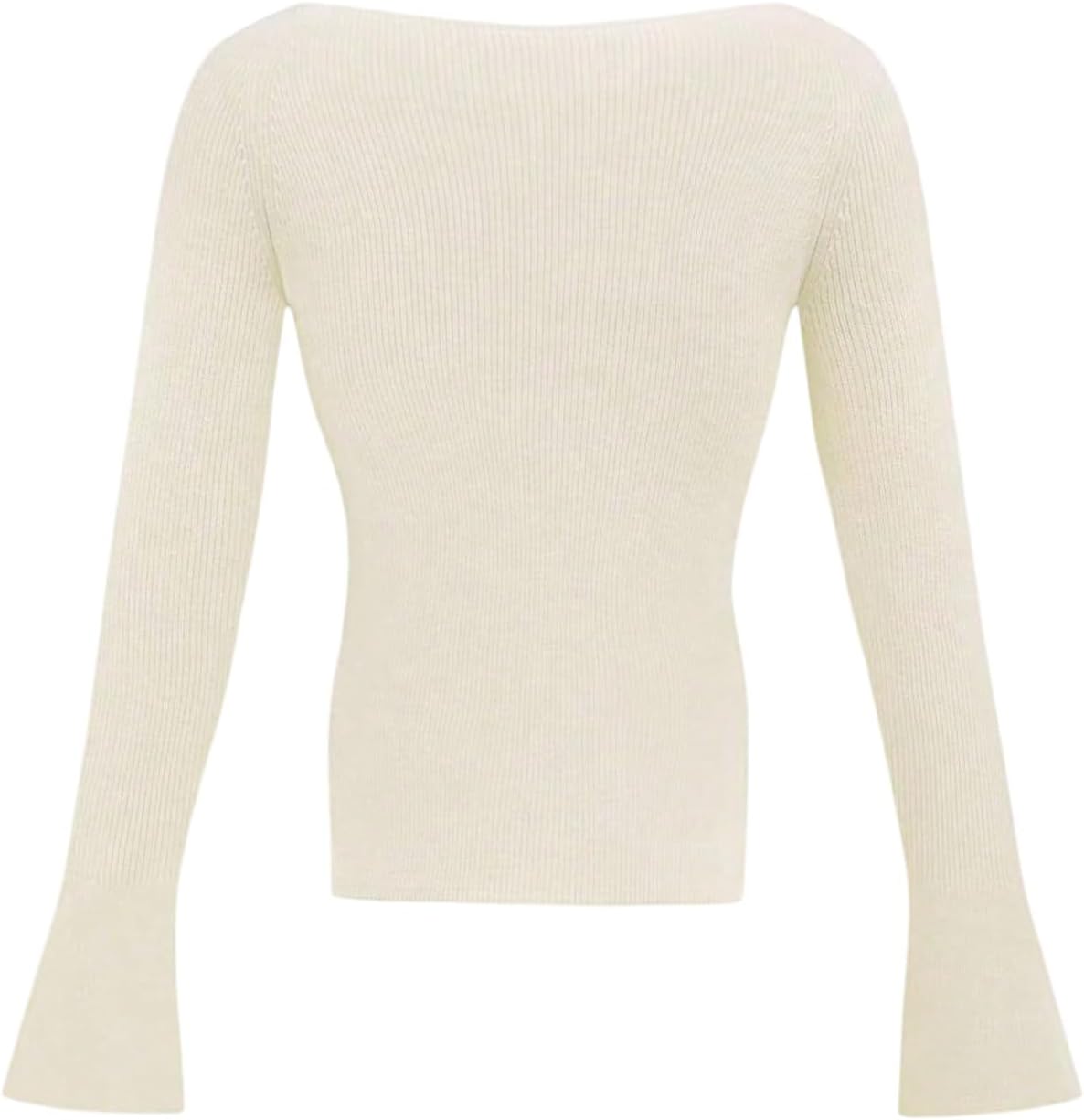 Floerns Women's Long Sleeve Knitted Fall Sweater Sweetheart Neck Split Going Out Pullover Tops - Image 3