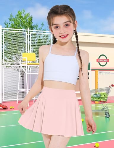 Girls Tennis Skirts Pleated Athletic Skort with Pocket for Kids Teens Golf Sports Cheer 5-14Y3