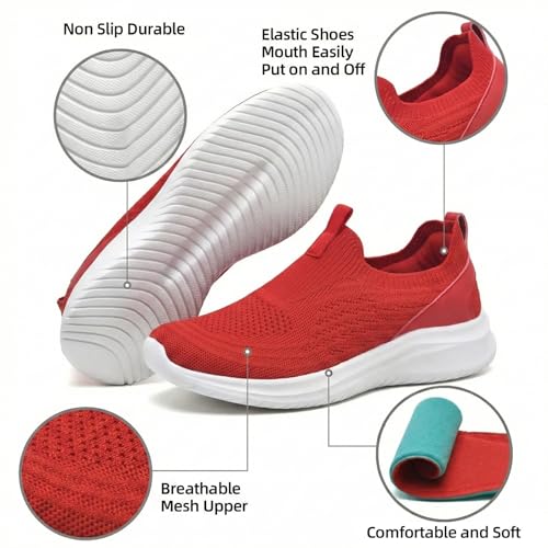 Image of TIOSEBON Women's Walking Tennis Shoes Knit Comfortable Slip on Breathable Mesh Lightweight Sneaker