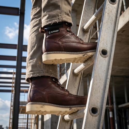 Image of SUREWAY Moc Toe Work Boots for Men, Wedge Sole, Soft Toe