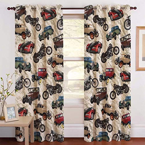 Image of Polyester 3D Digital Printed Beautiful Kids Cartoon Room Curtains (Design- Car&Bike, 4x5 Ft-Window-1 Piece)